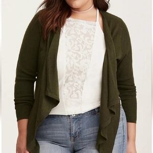 Torrid Olive Green Open Front Sweater